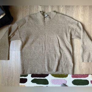 Abercrombie & Fitch Tan Ribbed Crew Neck Sweater